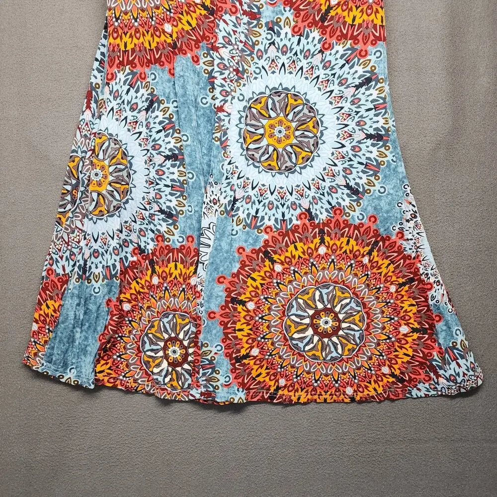 WEACZZY Dress Womens 2XL Blue Red Mandala Sleeveless Casual Boho Rayon Spandex